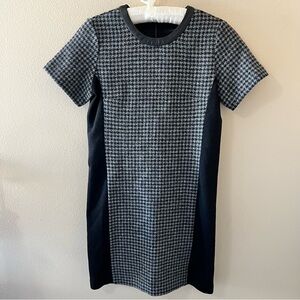 J. Crew Black and Gray Houndstooth Mini Dress